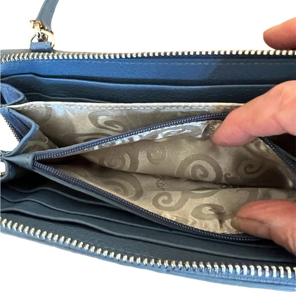 New w/o tags Brighton BLUEPRINT flower Wallet Crossbody w/ detachable st… - Picture 3 of 7